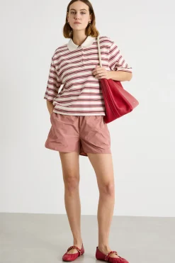 Polo in jersey piqué - Bianco Bordeaux Rosso