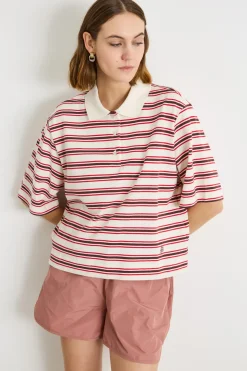 Polo in jersey piqué - Bianco Bordeaux Rosso