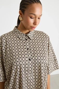 Polo in jersey stampato - Nero Beige