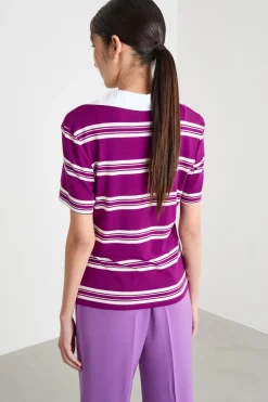Polo in jersey - Viola Bianco