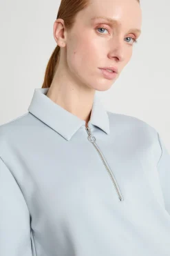 Polo in tessuto compatto - Azzurro