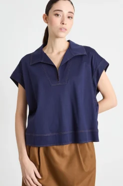 Polo oversize in jersey - Blu