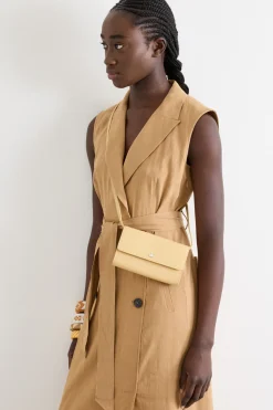 Pouch porta telefono in pelle - Giallo