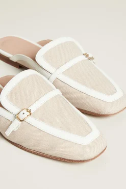 Sabot in pelle - Beige Bianco