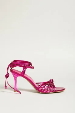 Sandali a listini laminati - Fuxia