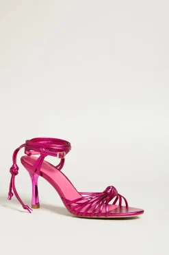 Sandali a listini laminati - Fuxia