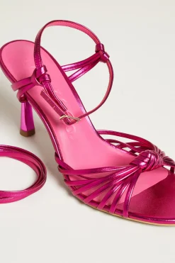 Sandali a listini laminati - Fuxia