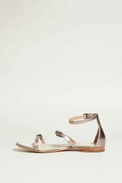 Sandali bassi con cinturini - Platino