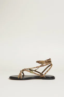 Sandali con listini stampati - Verde Kaki