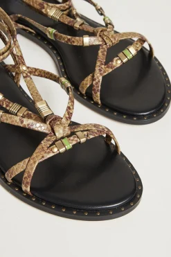 Sandali con listini stampati - Verde Kaki