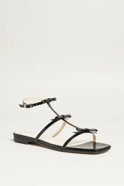 Sandali flat con fiocchi - Nero