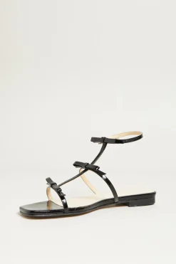 Sandali flat con fiocchi - Nero