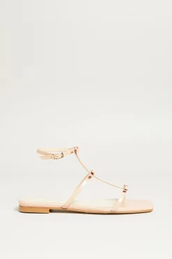 Sandali flat con fiocchi - Cipria