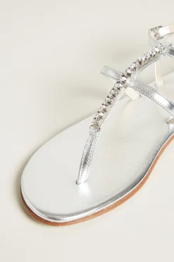 Sandali laminati con strass - Argento
