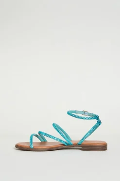Sandali a listini con strass - Azzurro