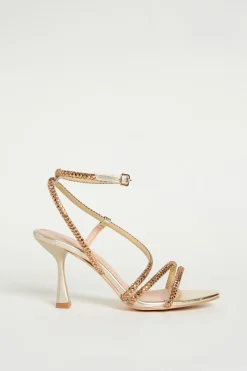 Sandali a listini con strass - Oro