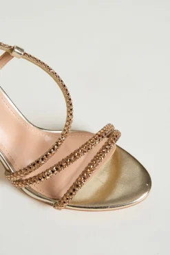 Sandali a listini con strass - Oro