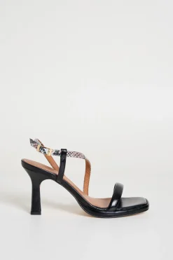 Sandali con inserti animalier - Nero