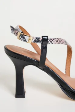 Sandali con inserti animalier - Nero