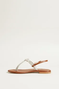 Sandali con strass - Argento Cuoio