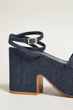 Sandali con tacco platform - Blu