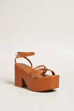 Sandali con tacco platform - Marrone