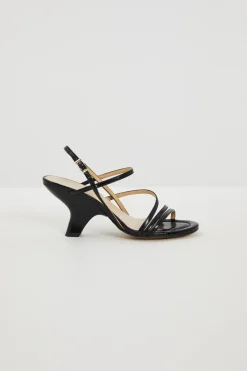 Sandali con tacco rientrante - Nero