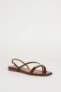 Sandali flat a listini - Marrone