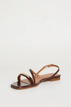 Sandali flat a listini - Marrone