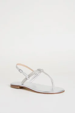 Sandali flat con strass - Argento