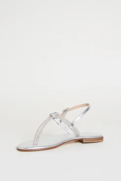 Sandali flat con strass - Argento