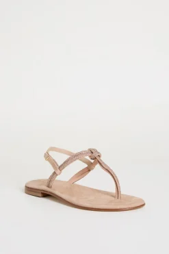 Sandali flat con strass - Beige