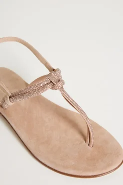 Sandali flat con strass - Beige