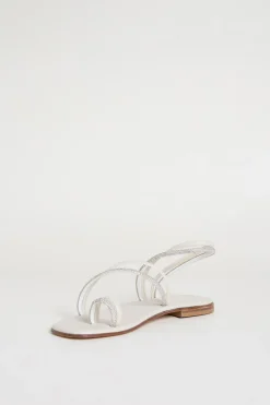 Sandali flat con strass - Bianco Argento