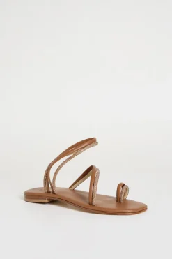 Sandali flat con strass - Marrone