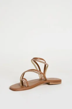 Sandali flat con strass - Marrone