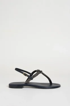 Sandali flat con strass - Nero