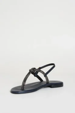 Sandali flat con strass - Nero