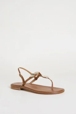 Sandali flat in pelle - Marrone