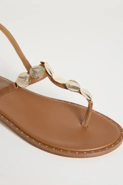 Sandali flat in pelle - Marrone