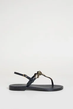 Sandali flat in pelle - Nero