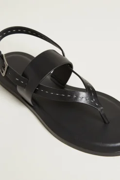 Sandali infradito in pelle - Nero