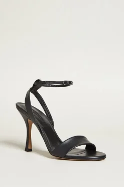 Sandali in pelle con nastri - Nero Bianco