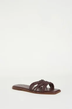 Sandali in pelle intrecciata - Marrone Scuro