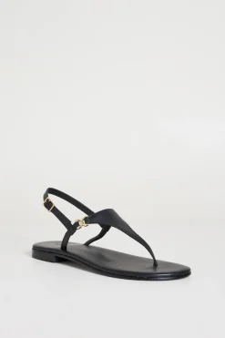 Sandali in pelle laminata - Nero