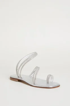 Sandali multilistino con strass - Argento