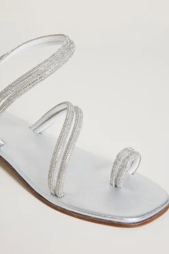 Sandali multilistino con strass - Argento