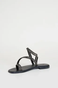 Sandali multilistino con strass - Nero