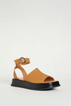 Sandali platform in pelle - Cammello