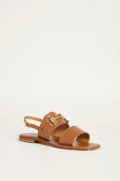 Sandalo basso in pelle - Marrone